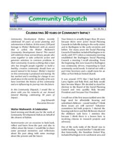 October[removed]Vol. 20, No. 1 CELEBRATING 30 YEARS OF COMMUNITY IMPACT Community Development Halton recently