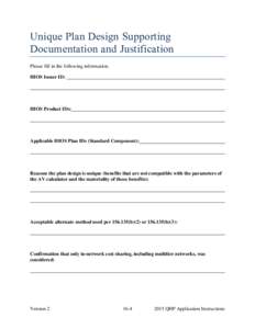 2015 QHP Application Instructions—Unique Plan Design Supporting Documentation and Justification