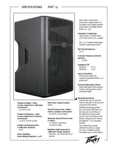 SPECIFICATIONS  PVX™ 15 (Axis of the vertical main polar lobe is angled down 10°,