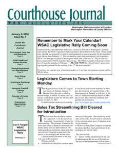 Washington State Association of Counties Washington Association of County Officials January 9, 2003 Issue No. 1 Inside the