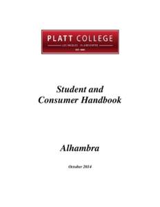 Student and Consumer Handbook Alhambra October 2014