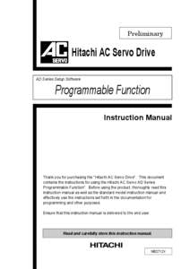 Preliminary  Hitachi AC Servo Drive AD Series Setup Software  Programmable Function