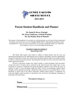 LOWER DAUPHIN MIDDLE SCHOOL[removed]Parent-Student Handbook and Planner Mr. Daniel B. Berra, Principal
