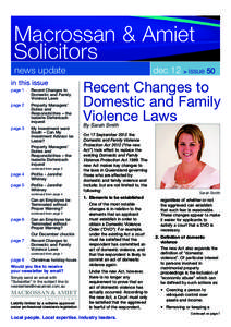 Macrossan & Amiet Solicitors news update in this issue page 1