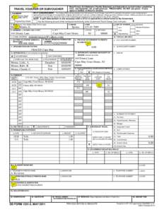 Read Privacy Act Statement, Penalty Statement, and Instructions on back before completing form. Use typewriter, ink, or ball point pen. PRESS HARD. DO NOT use pencil. If more space is needed, continue in remarks. TRAVEL 