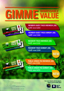 GIMME VALUE UNMISSABLE MEMBER GUEST PASS MIDWEEK (X8) $352 now $264