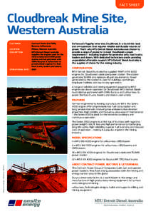 FACT SHEET  Cloudbreak Mine Site, Western Australia CUSTOMER:
