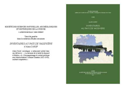 ÉTUDES CREUSOISES publiées par la Société des sciences naturelles, archéologiques et historiques de la Creuse