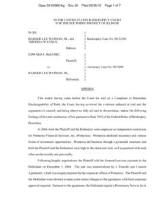 Fiduciary / Adversary proceeding in bankruptcy / Lawsuit / Misrepresentation / Chapter 7 /  Title 11 /  United States Code / Roman litigation / Private Securities Litigation Reform Act / Law / Contract law / Bankruptcy in the United States