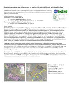 Forecasting Coastal Marsh Responses to Sea Level Rise using Models with Satellite Data A NASA-funded feasibility study to project regional changes in coastal marsh habitats and dependent species for conservation and coas