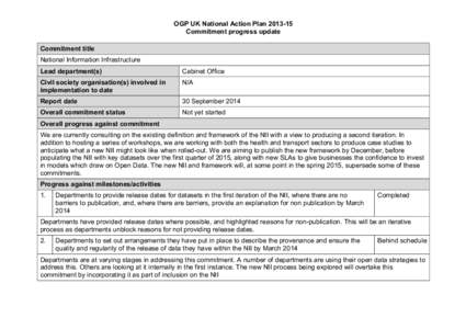 OGP UK National Action Plan[removed]Commitment progress update Commitment title National Information Infrastructure Lead department(s)