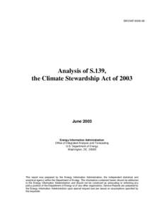 Analysis of S.139k, the Climate Stewardship Act of 2003