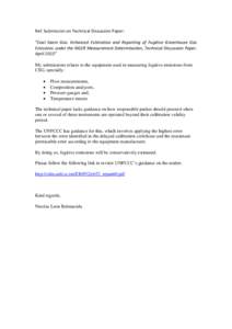 Ref. Submission on Technical Discussion Paper: “Coal Seam Gas: Enhanced Estimation and Reporting of Fugitive Greenhouse Gas Emissions under the NGER Measurement Determination, Technical Discussion Paper. April 2013” 