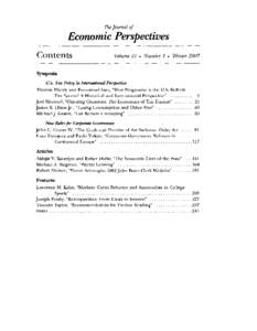 TheJournal of  Economic Perspectiues Contents  Volume 21