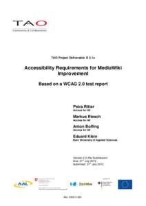 TAO Project Deliverable D 2.1a  Accessibility Requirements for MediaWiki Improvement Based on a WCAG 2.0 test report