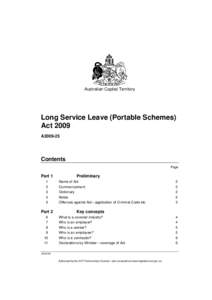 Australian Capital Territory  Long Service Leave (Portable Schemes) Act 2009 A2009-25