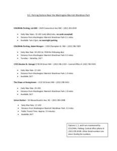 D.C. Parking Options Near the Washington Marriott Wardman Park  COLONIAL Parking, Lot 630 – 2639 Connecticut Ave NW – ( • • •