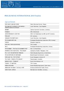 ! PRIX JEUNESSE INTERNATIONAL 2014 Finalists ! Up to 6 Fiction SPINY SHINY GROCERY STORE