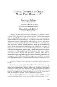 Capital Controls in Chile: Were They Effective?  361 CAPITAL CONTROLS IN CHILE: WERE THEY EFFECTIVE?