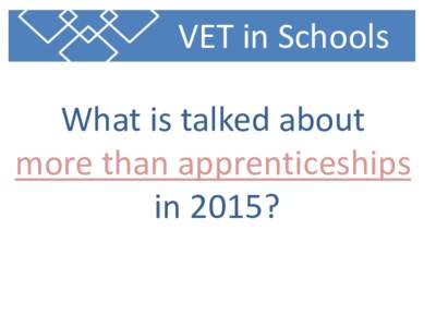 VET in Schools What is talked about more than apprenticeships in 2015?  Snap Poll