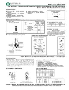 MINIATURE SWITCHES Sub Miniature Pushbutton Switches for Printed Circuit Boards — Wave Solderable Series B8000 PCB Pushbutton Switches SPECIFICATIONS  •