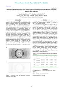 Photon Factory Activity Report 2008 #26 Part BChemistry 1B/2006P015  Pressure effect on a structure and magnetic property of Fe(II)-Fe(III) alternate