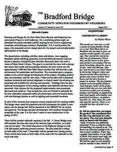 THE  Bradford Bridge COMMUNITY NEWS FOR NEIGHBORS BY NEIGHBORS Volume 22, Number 8; Issue 241