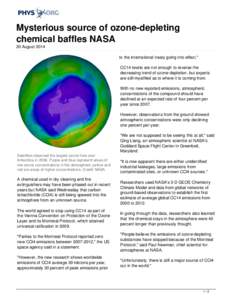 Mysterious source of ozone-depleting chemical baffles NASA