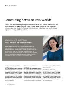 BCAS  Vol.28 No[removed]Commuting between Two Worlds China is one of the fastest growing economies worldwide. Are science and research also