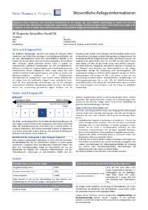 Wesentliche Anlegerinformationen Geg Gegens ensttand dieses Dok Dokumen uments