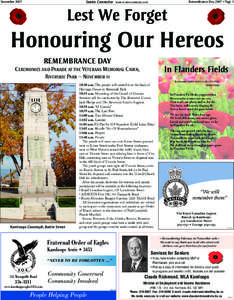 Canada / War / British culture / Aftermath of World War I / World War I / Kamloops / Veterans Affairs Canada / Ode of Remembrance / Royal Canadian Legion / Military history of Canada / Remembrance days / Military