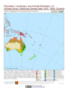 Population, Landscape, and Climate Estimates, v3: Climate Zones, Observed Climate Data, Oceania National Aggregates of Geospatial Data Collection GDA 1994 Australia Lambert Projection
