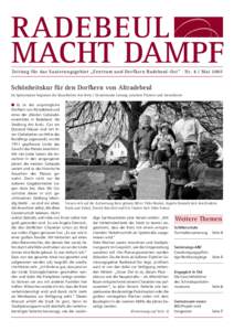 RADEBEUL MACHT DAMPF Zeitung für das Sanierungsgebiet „Zentrum und Dorfkern Radebeul-Ost” · Nr. 4 / Mai 2007