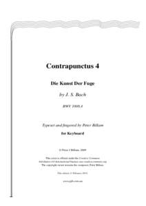 Contrapunctus 4 Die Kunst Der Fuge by J. S. Bach BWV 1008,4  Typeset and fingered by Peter Billam