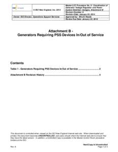 © ISO New England, Inc[removed]Owner: ISO Director, Operations Support Services Master/LCC Procedure No. 8 - Coordination of Generator Voltage Regulator and Power