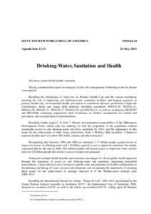 Water / Millennium Development Goals / Sanitation / Sustainable sanitation / Drinking water / UN-Water / World Water Day / Right to water / Improved sanitation / Health / Hygiene / Sewerage