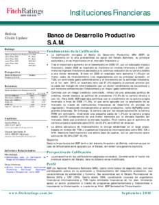 Instituciones Financieras Banco de Desarrollo Productivo S.A.M. Bolivia Credit Update