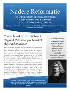 Fall Conference[removed]Nadere Reformatie The Dutch Further, or Second Reformation