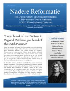 Puritan / Gisbertus Voetius / Second Reformation / Andreas Essenius / Hermann Witsius / Protestant Reformation / Christianity / Nadere Reformatie / Protestantism