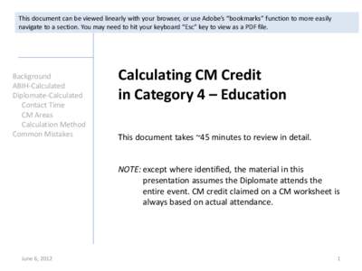 This document can be viewed linearly with your browser, or use Adobe’s “bookmarks” function to more easily  navigate to a section. You may need to hit your keyboard “Esc” key to v