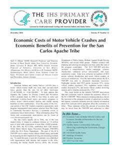 December[removed]Volume 35 Number 12 Economic Costs of Motor Vehicle Crashes and Economic Benefits of Prevention for the San