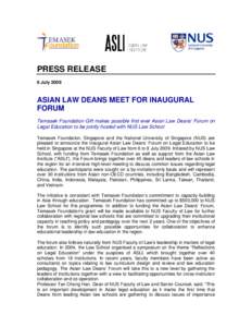 Microsoft Word - Press Release_Asian Law Deans Inaugural Forum_06July09.doc