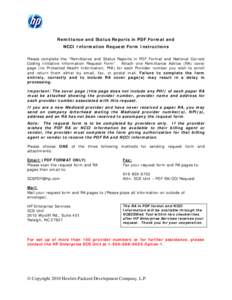 N.C. DMA: Remittance and Status Reports in PDF Format and National Correct Coding Initiative Information Request Form