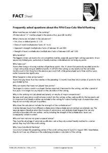 FACT Sheet Frequently asked questions about the FIFA/Coca-Cola World Ranking What matches are included in the ranking?
