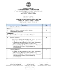 ST AT E OF T E N N E SSE E  PROCU REM EN T COM M I SSI ON 3rd Floor, William R. Snodgrass TN Tower, 312 Rosa L. Parks Avenue Nashville, Tennessee[removed][removed]