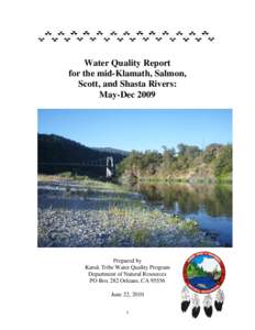 Water Quality Report for the mid-Klamath, Salmon, Scott, and Shasta Rivers: May-Dec[removed]Prepared by