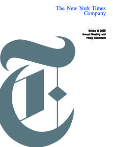 The New York Times Company Notice of 2005 Annual Meeting and Proxy Statement