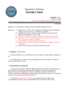 DoD Instruction[removed], February 10, 2009; Incorporating Change 1, Effective January 22, 2014