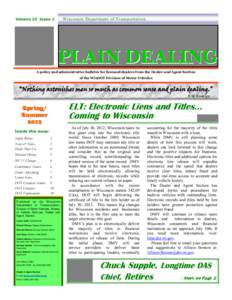 Plain Dealing - Wisconsin Department of Transportation, Volume 23, Issue 1