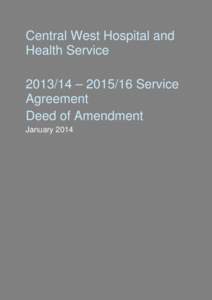 Central West HHS service agreement deed of amendment Jan 2014